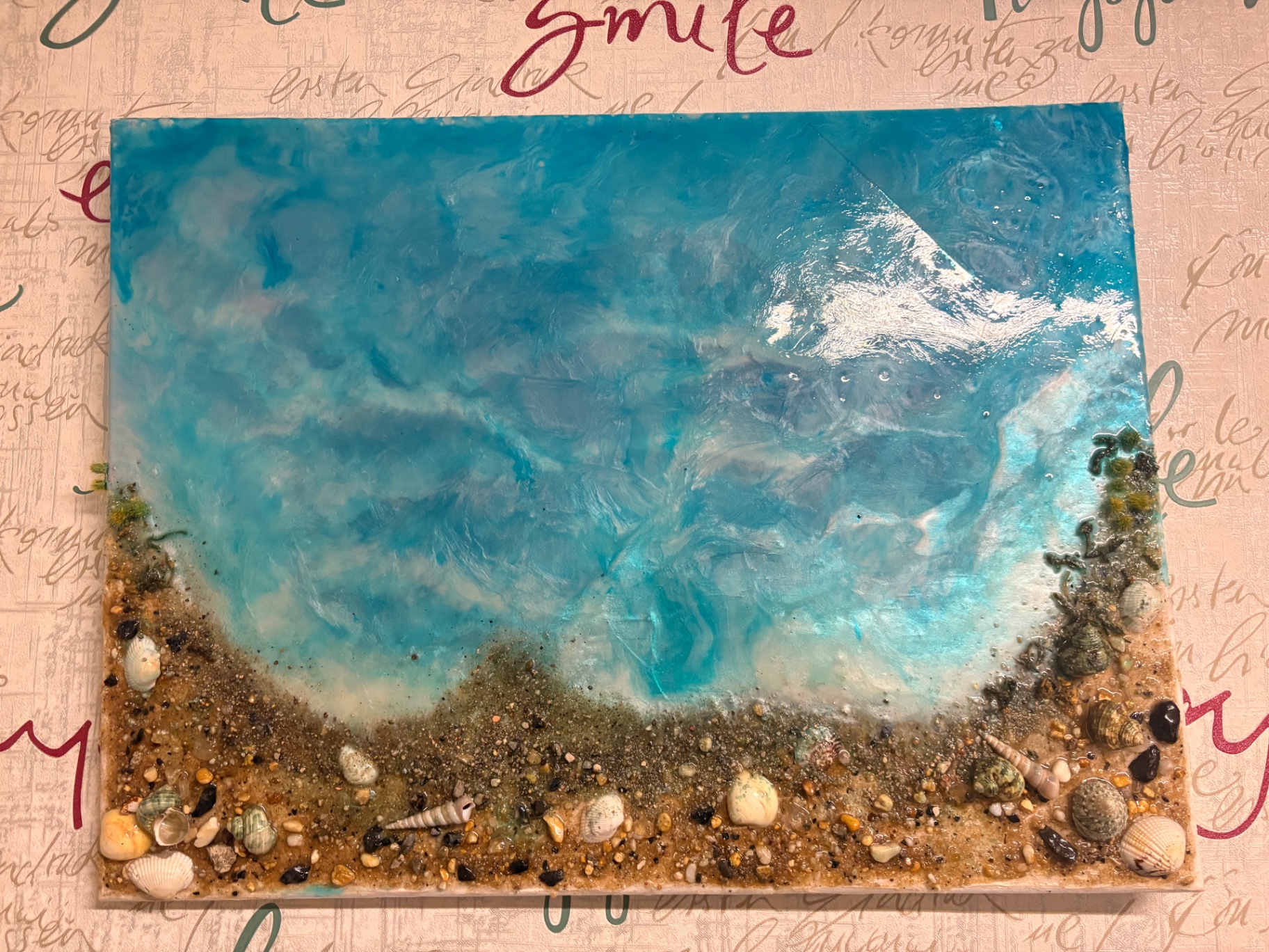 Tidal Memory, Resin & natural elements by Rahshona Art